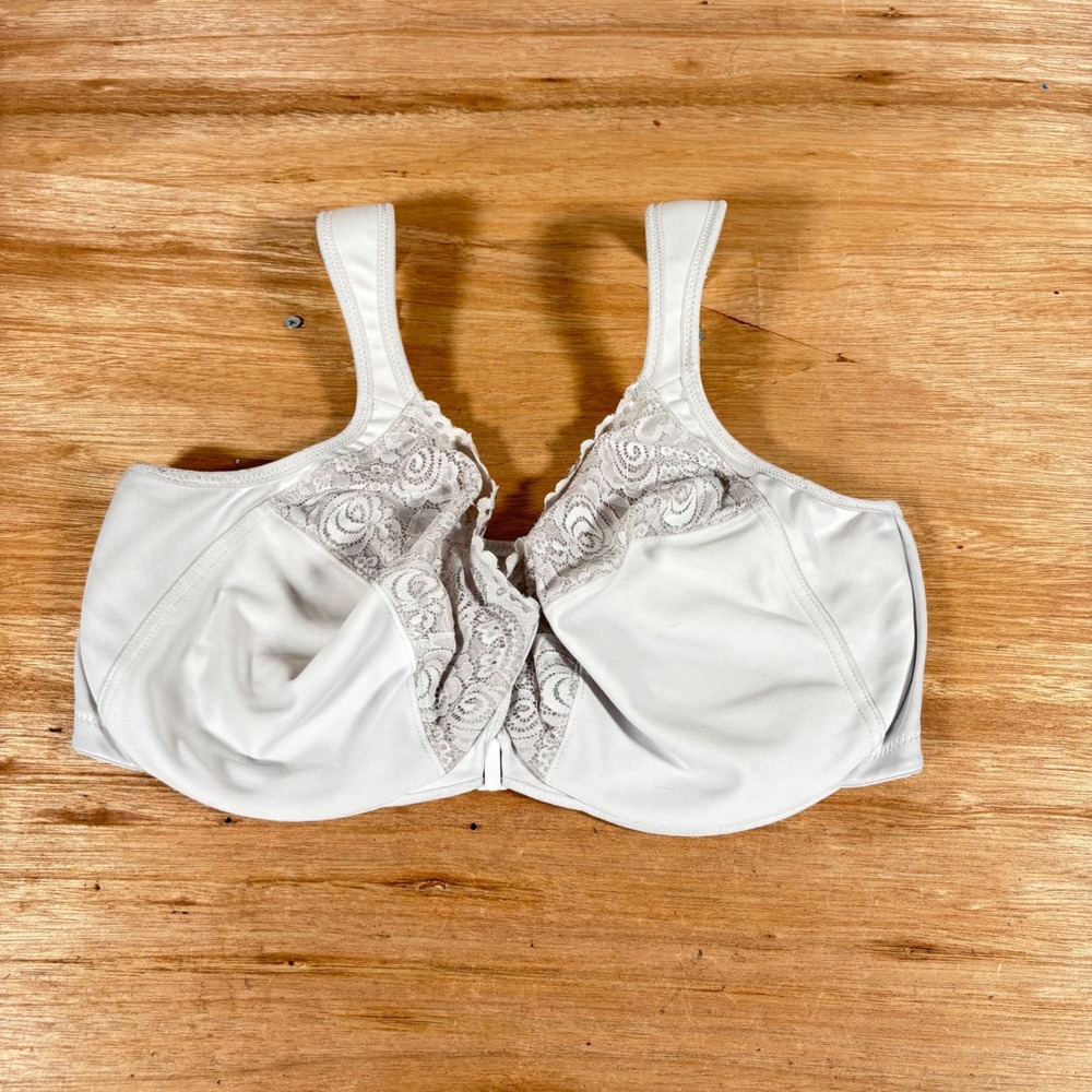 Glamorise Wonderwire Front Closure Bra White Lace 1245 Size 42F